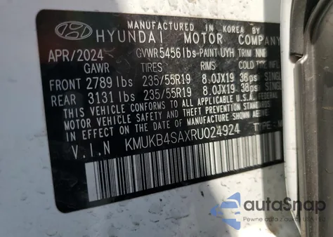 2024 Genesis Gv60 Standard z USA, uszkodzony, nr VIN KMUKB4SAXRU024924